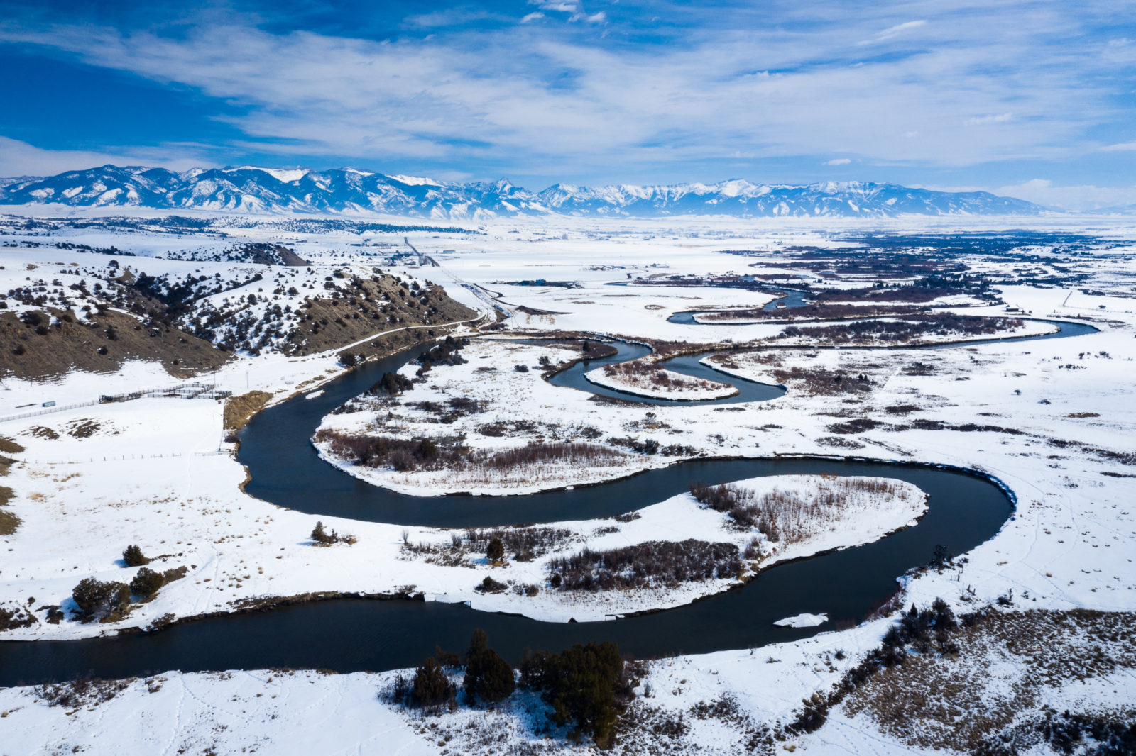 Winter fly fishing on the Gallatin River in Montana