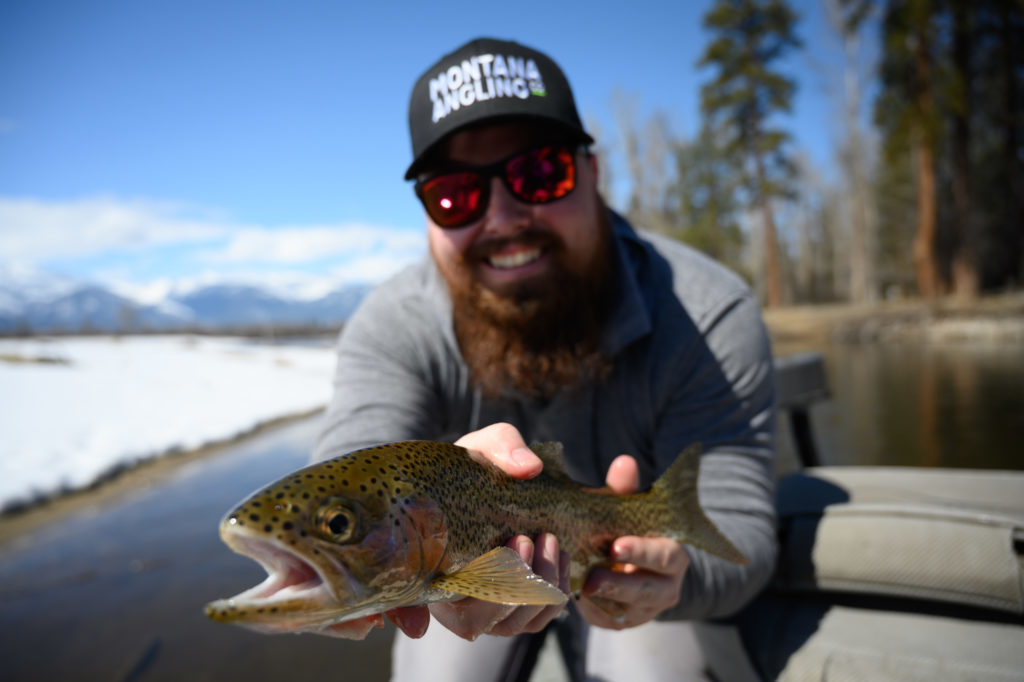 Montana angler fly fishing in April