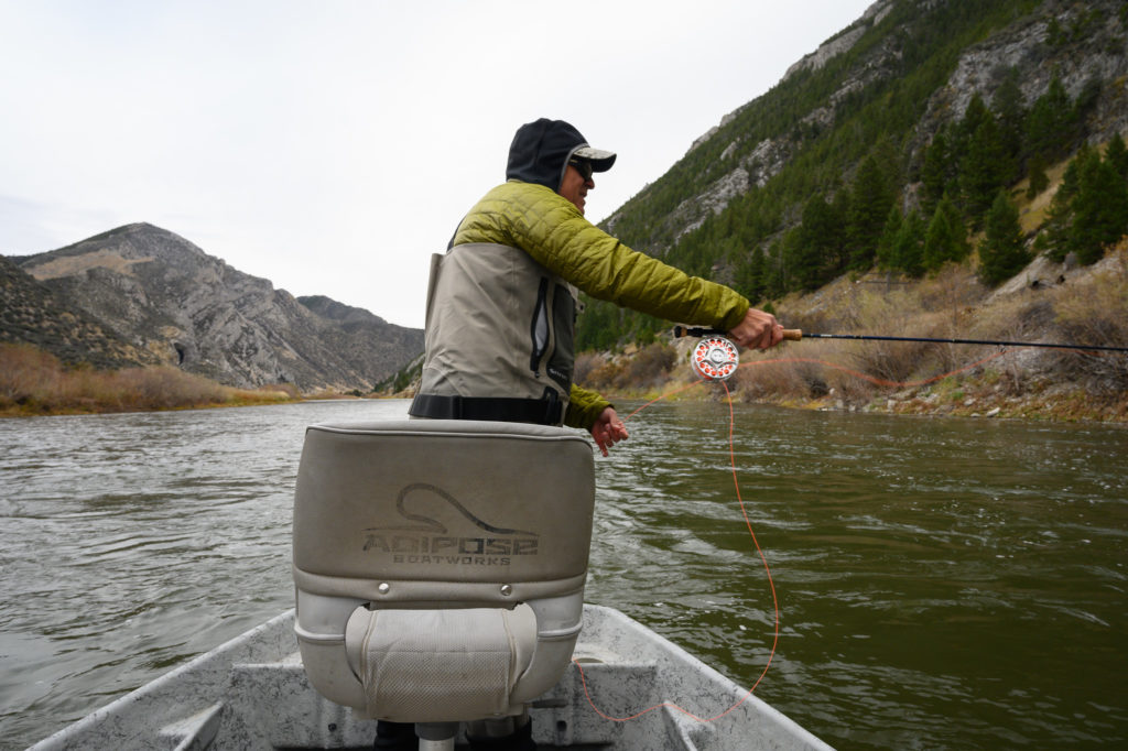 Angler fly fishing on Montana's Jefferson River