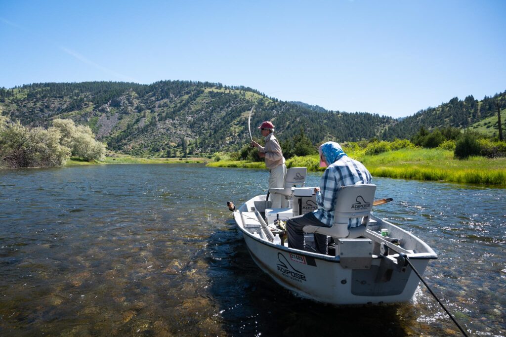 Anglers fly fishing on the Missouri River