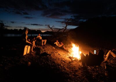 Riverside camp fire on the Yellowstone River