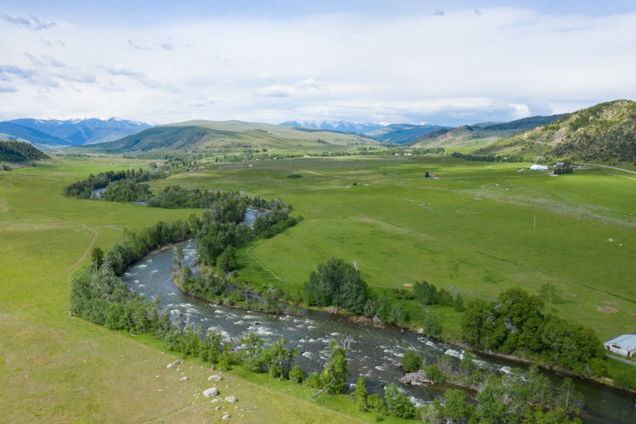Aerial view of the Boulder River in Montana